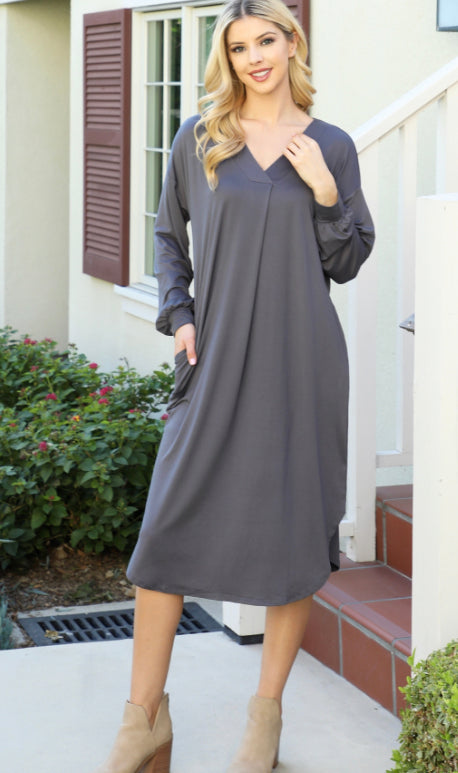 Dark Grey Midi Dress