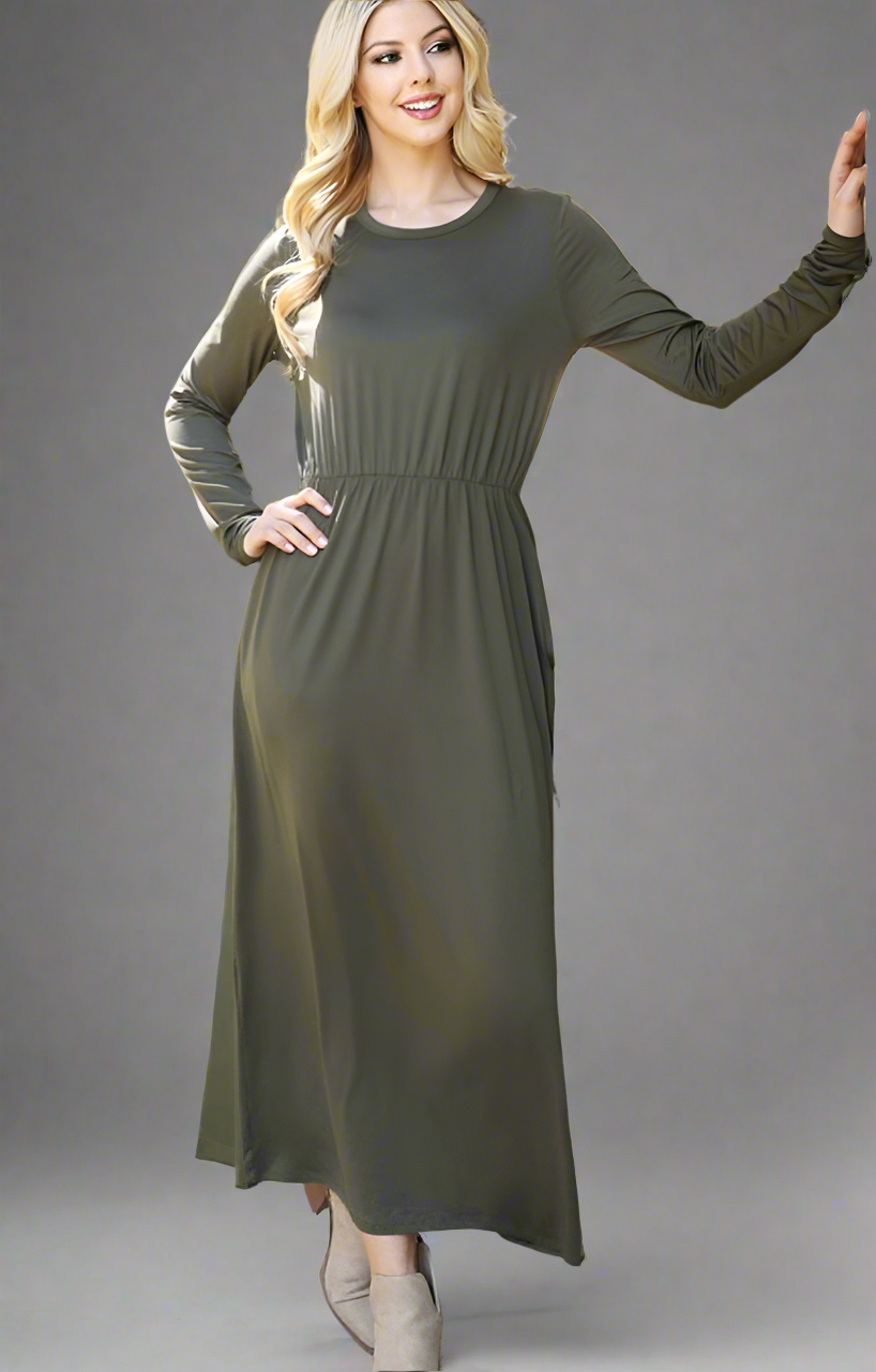 Bren Dark Olive Maxi Dress