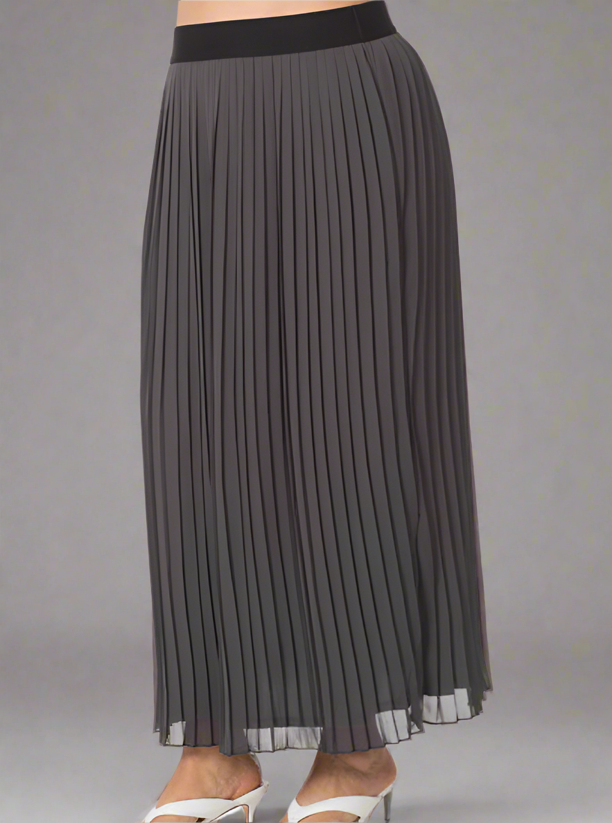 Ash Grey Pleated Maxi Skirt