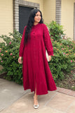 Samaira Wine Tiered Maxi Dress