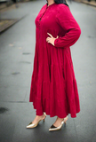 Samaira Wine Tiered Maxi Dress