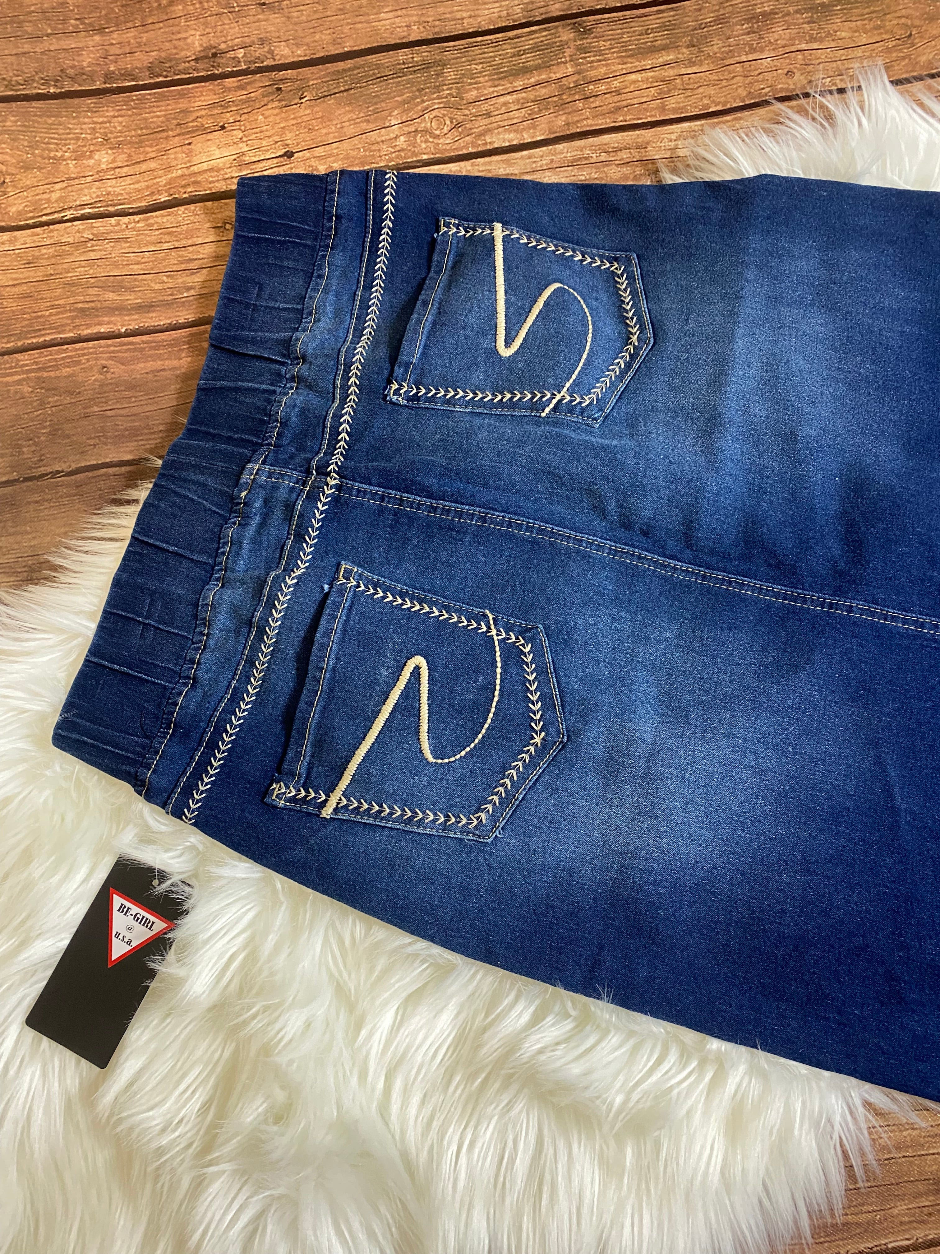 Embroidery Maxi Denim Skirt