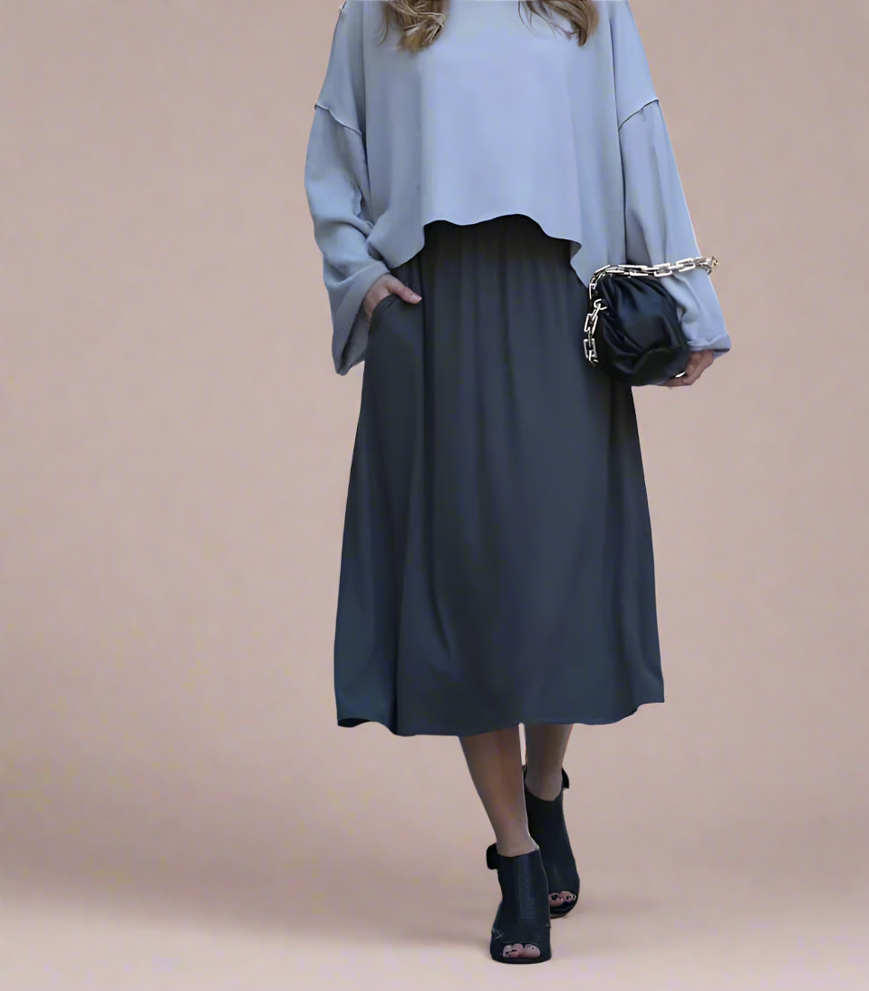 Ash Grey Paperbag elastic Skirt