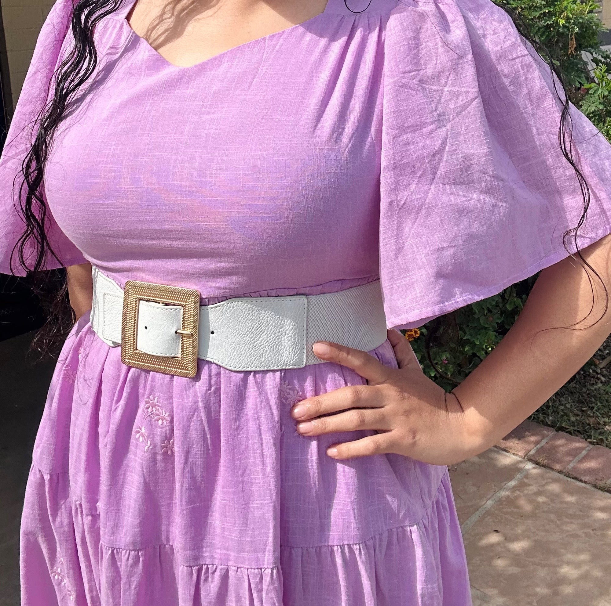 Purple embroidery maxi dress