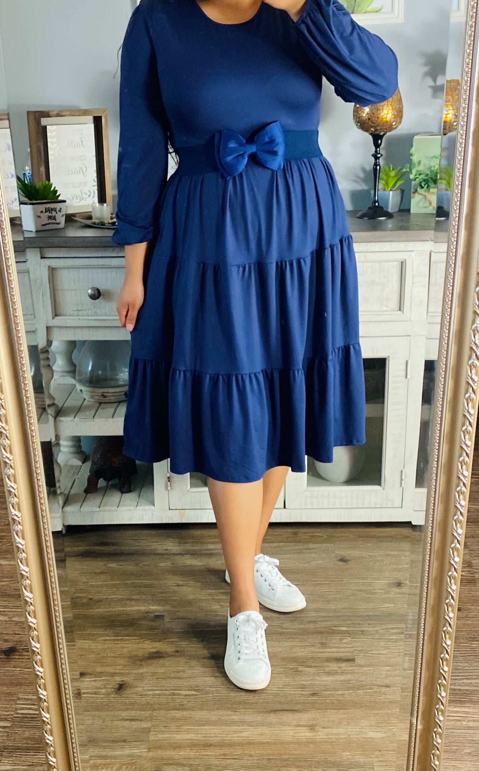 Navy Blue Tiered Dress