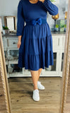 Navy Blue Tiered Dress