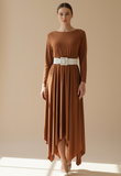 Camel High Low Maxi Dress