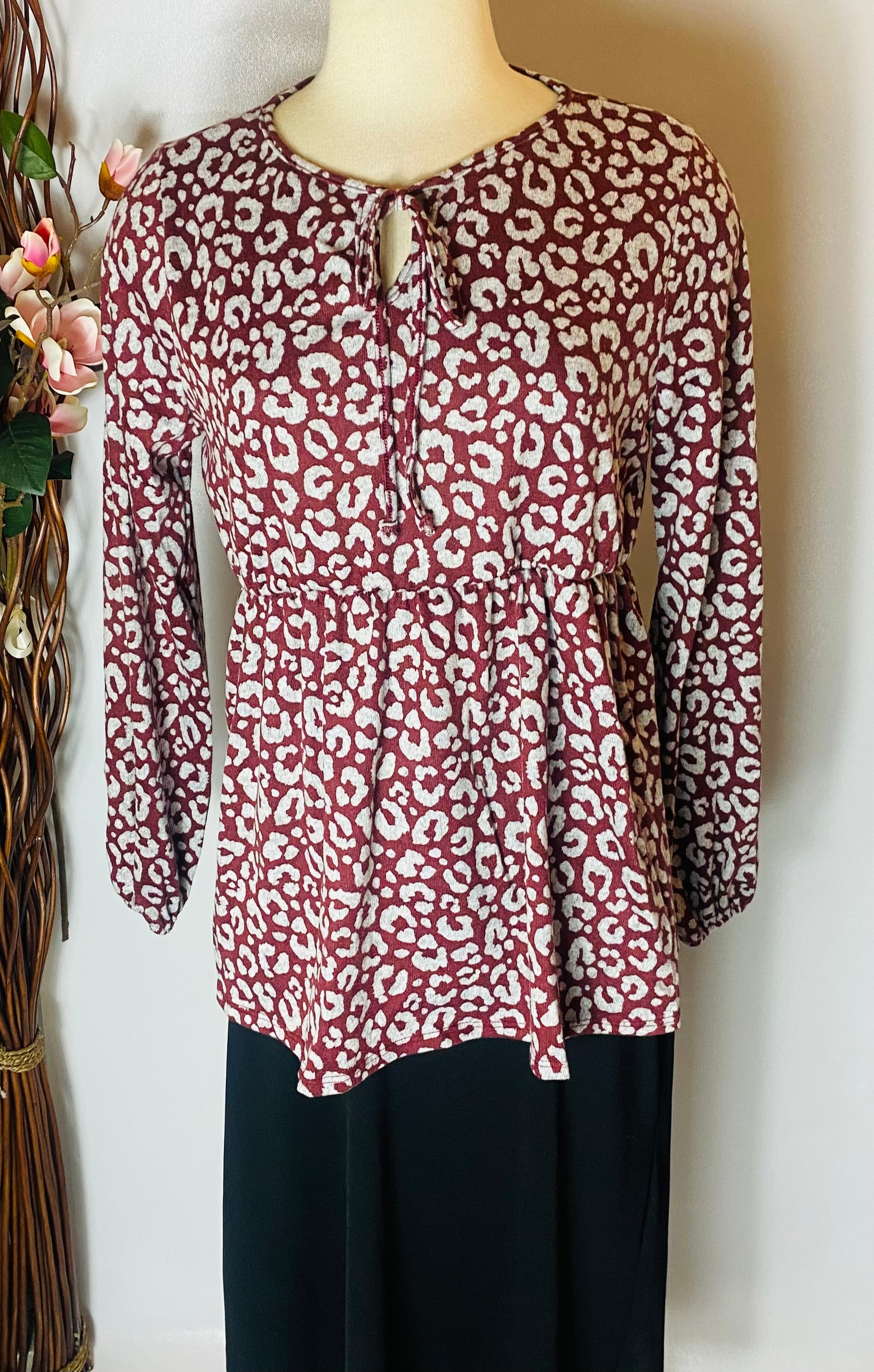 Aisha Dark Mauve Animal Print Top