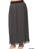 Ash Grey Pleated Maxi Skirt