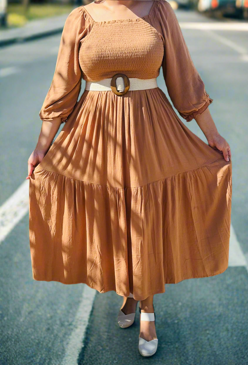 Iris Camel Maxi Dress