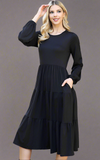Monica Black Tiered Dress