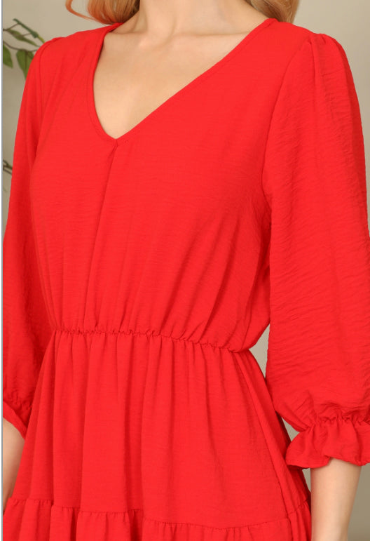Belinda Red Tiered Dress