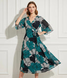 Neriah Black Green Warp Dress