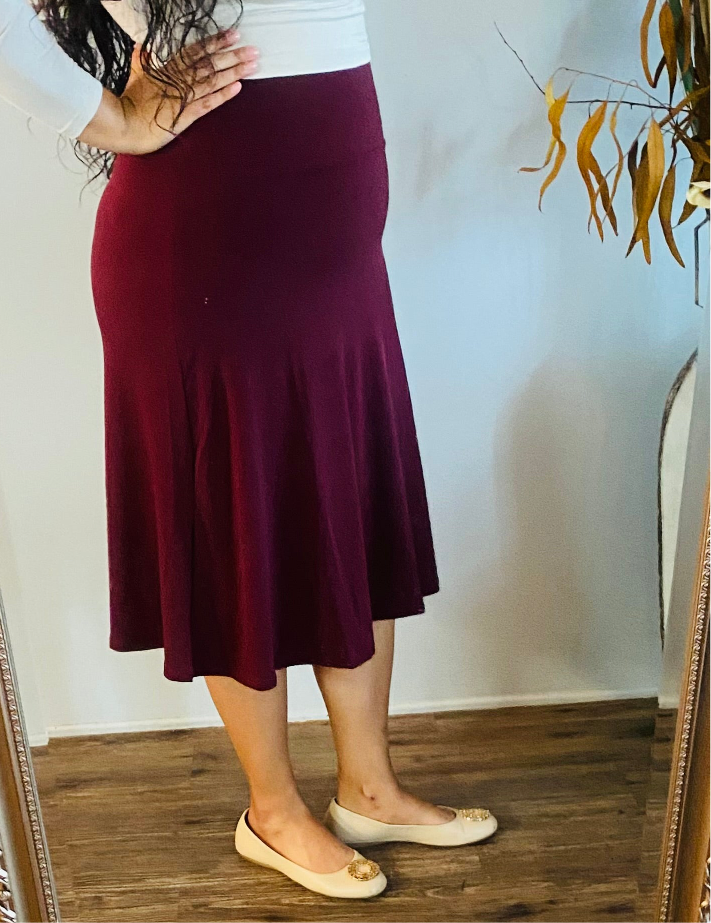 Burgundy Midi Skirt