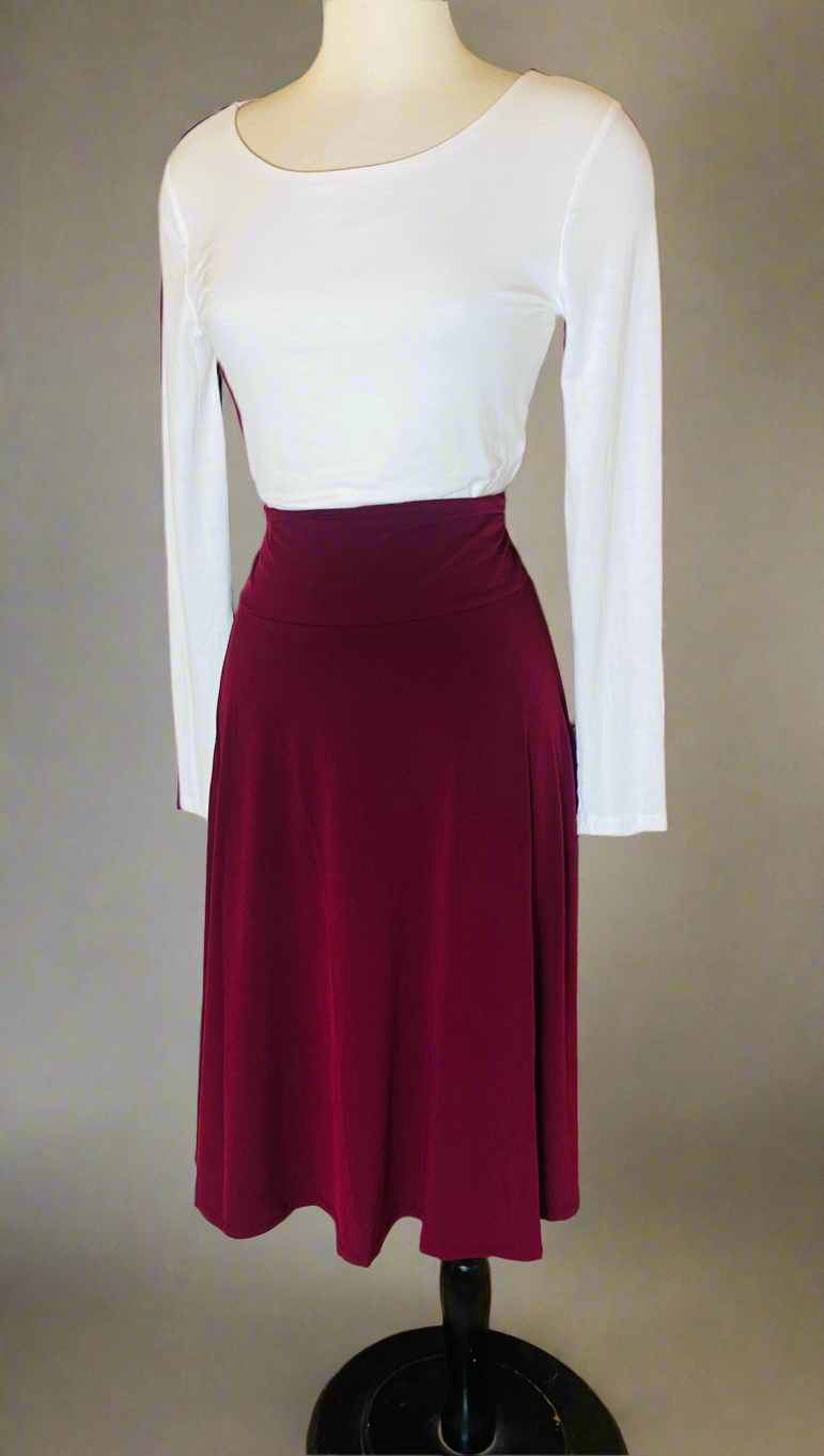 Burgundy Midi Skirt