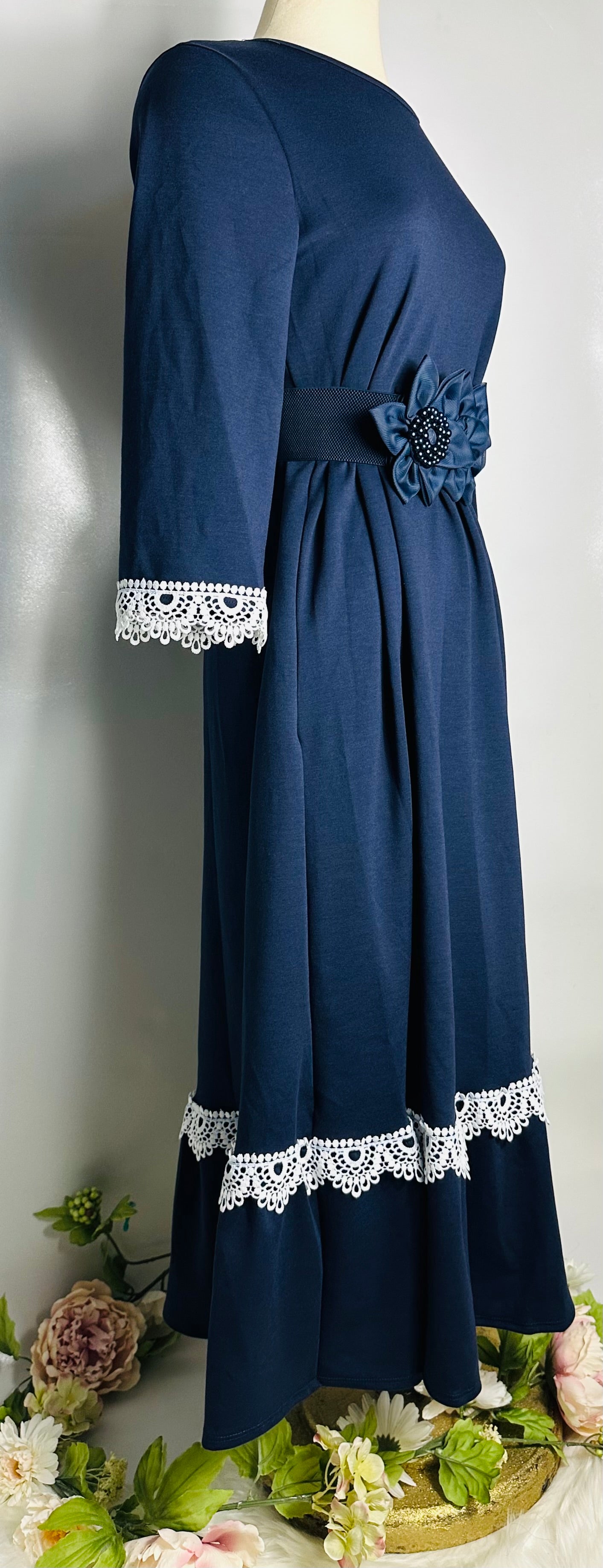 Navy Blue Crochet Dress
