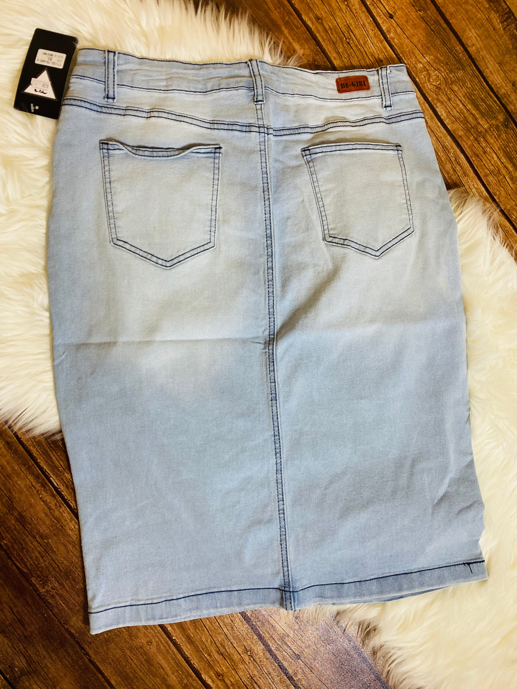 Distressed Light Blue Denim Skirt