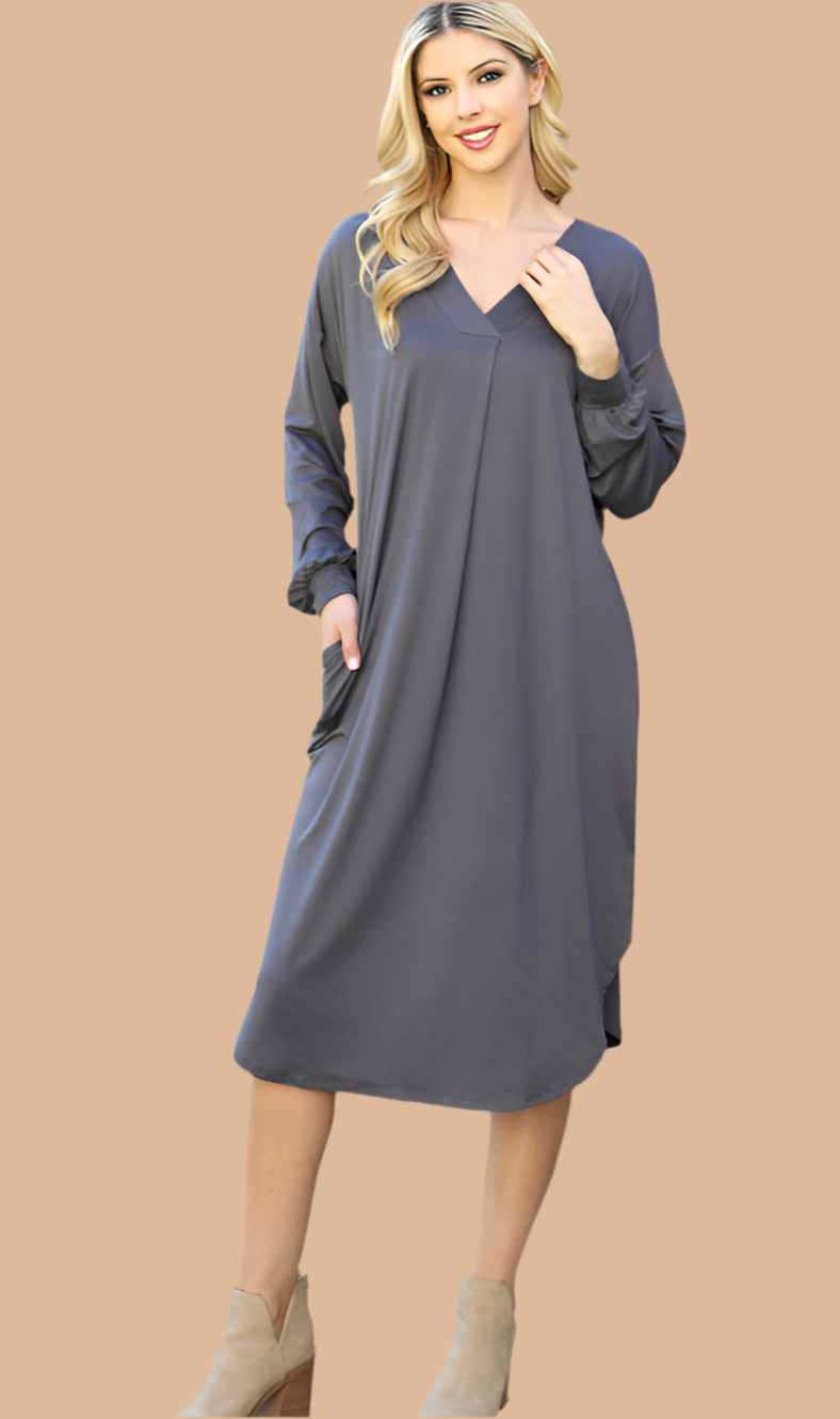 Dark Grey Midi Dress