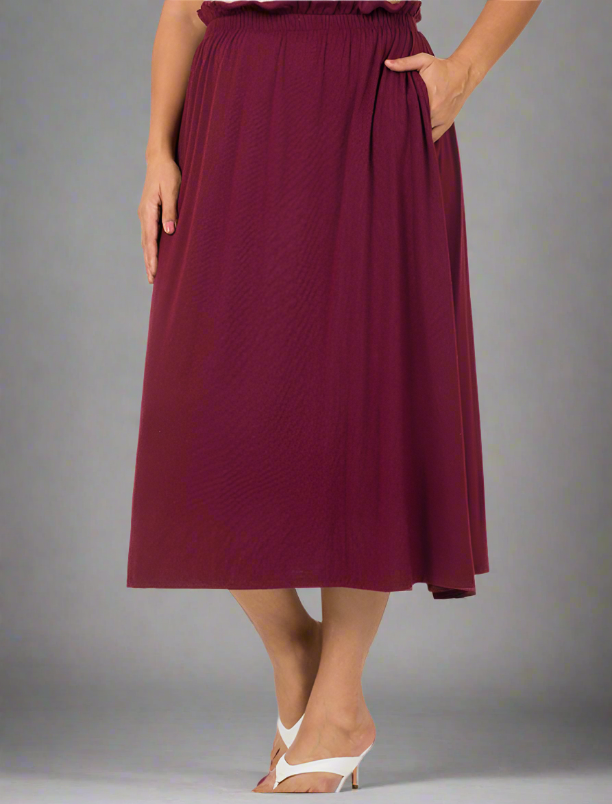 Burgundy PaperBag Plus  Skirt