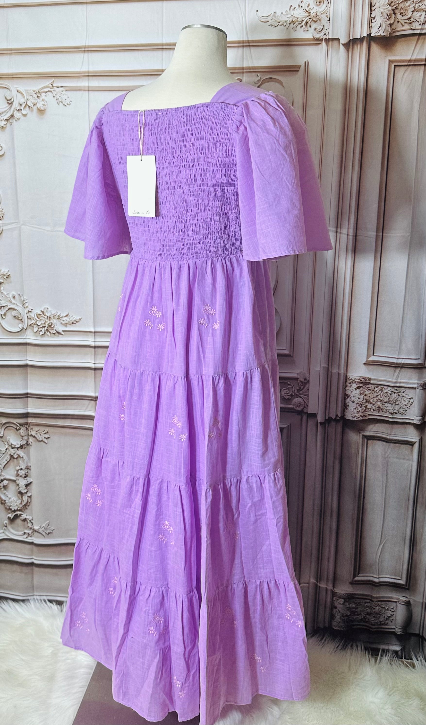 Purple embroidery maxi dress