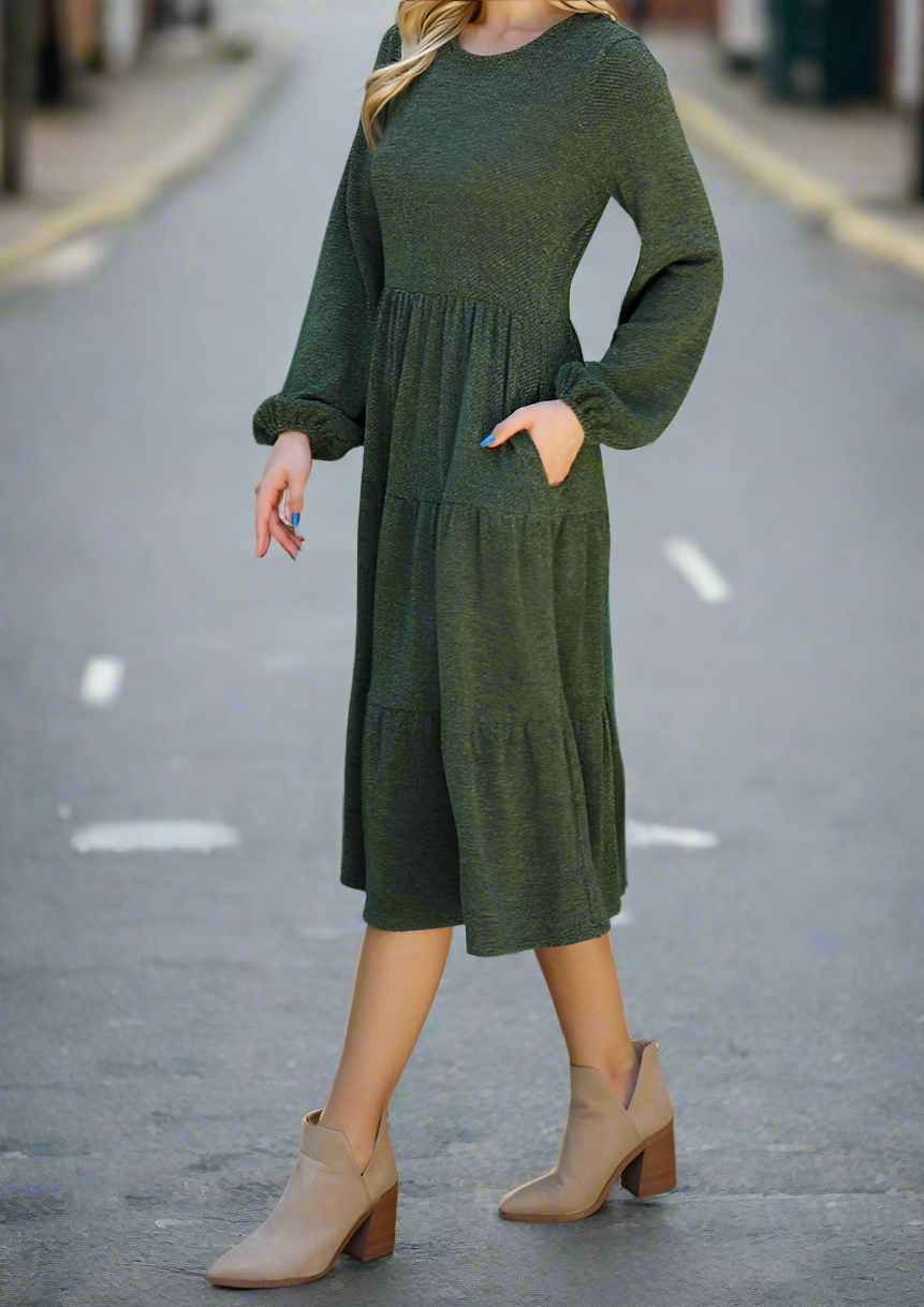 Olive Tiered Dress