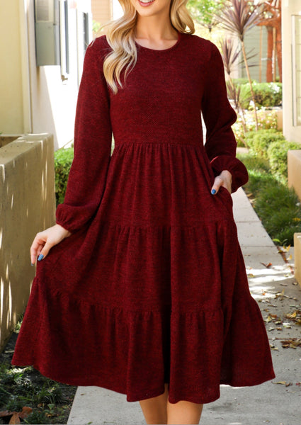 Burgundy Tiered Dress