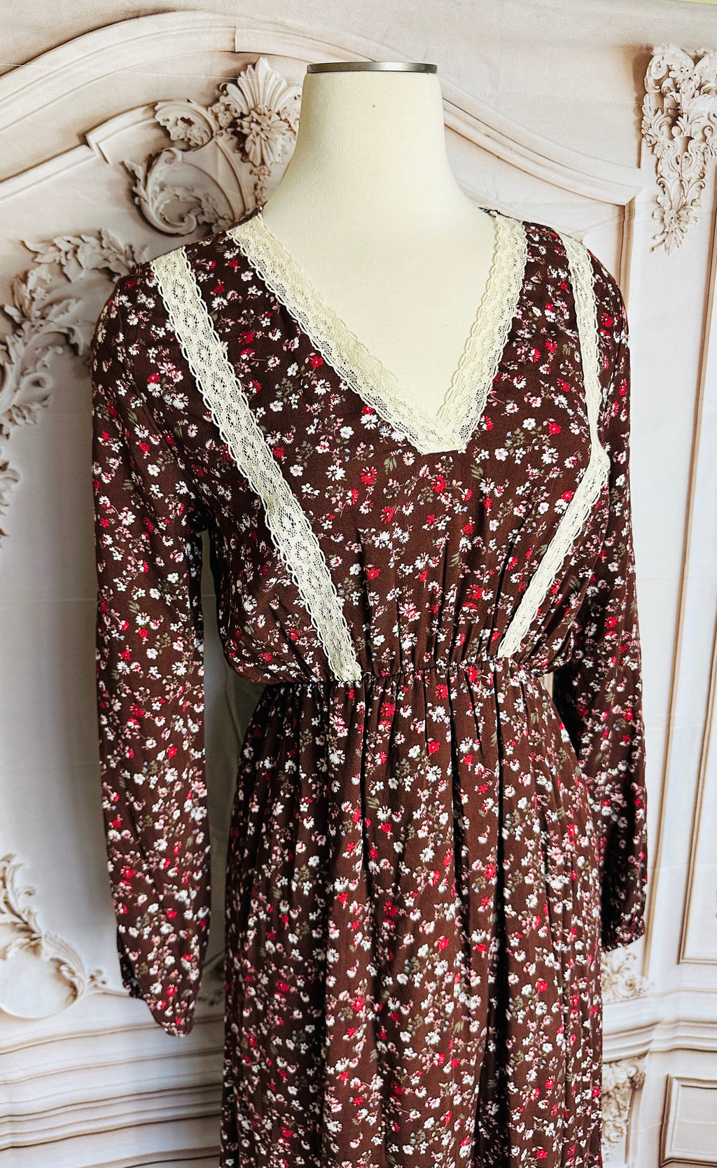 Rosalba Brown Floral Maxi Dress