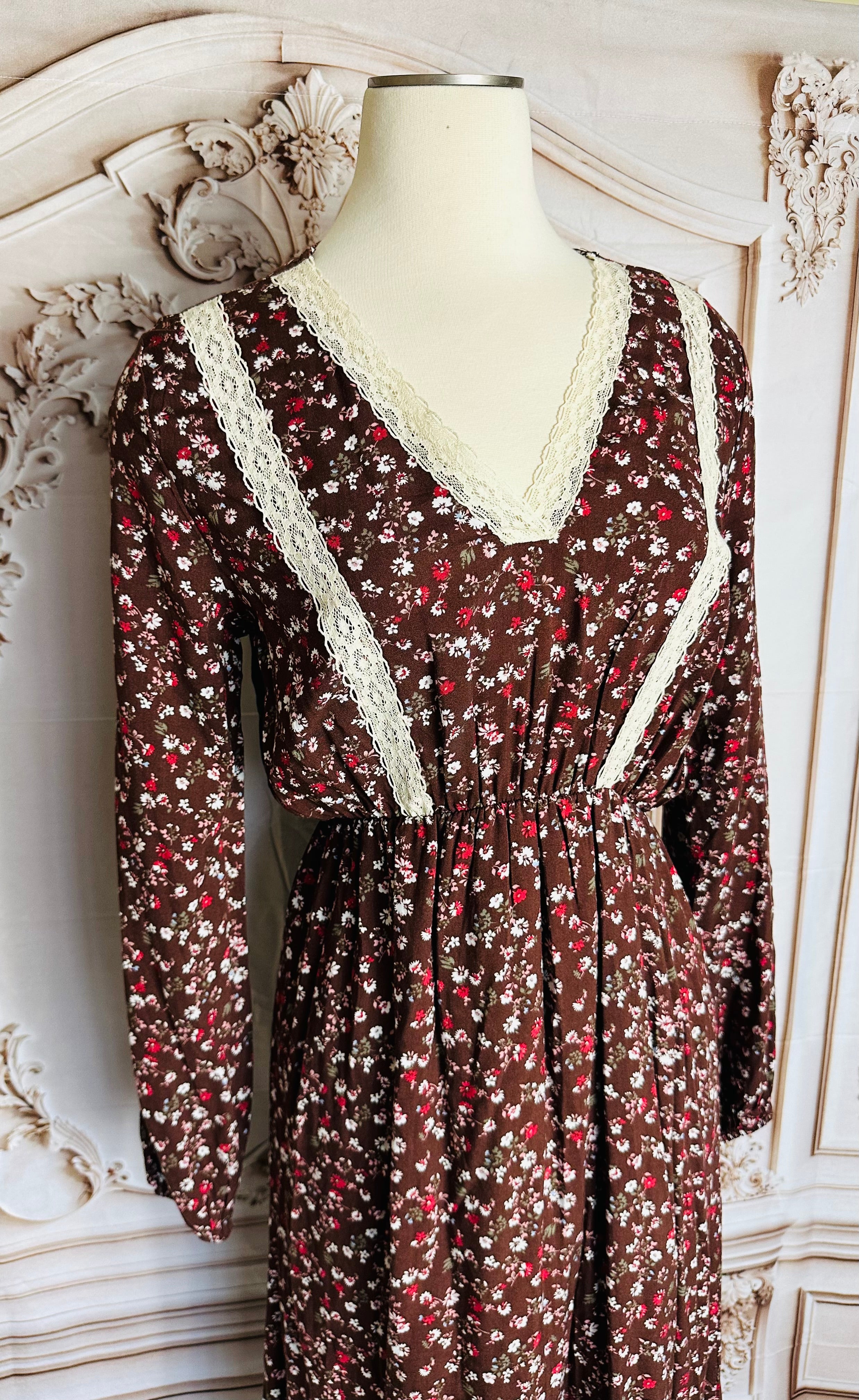 Rosalba Brown Floral Maxi Dress