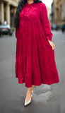 Samaira Wine Tiered Maxi Dress