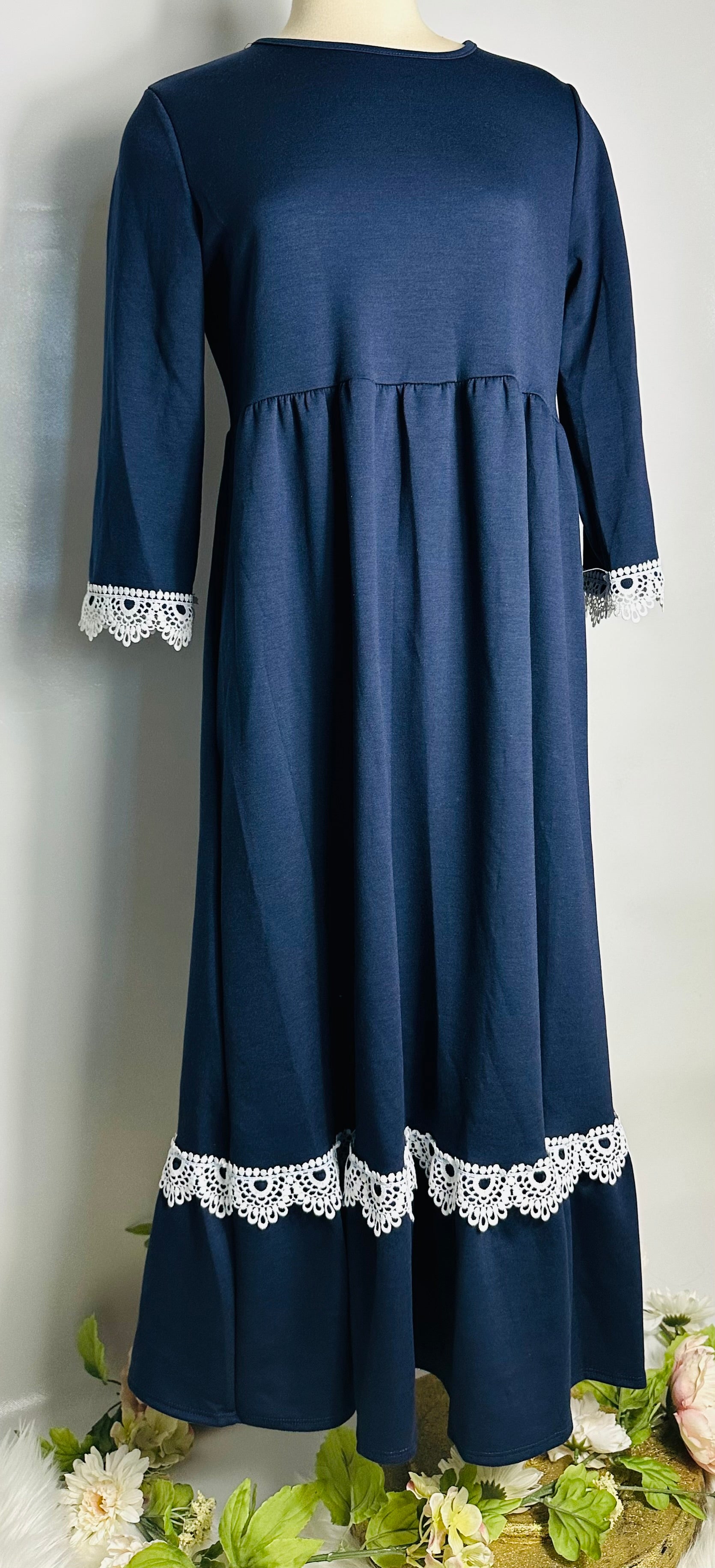 Navy Blue Crochet Dress