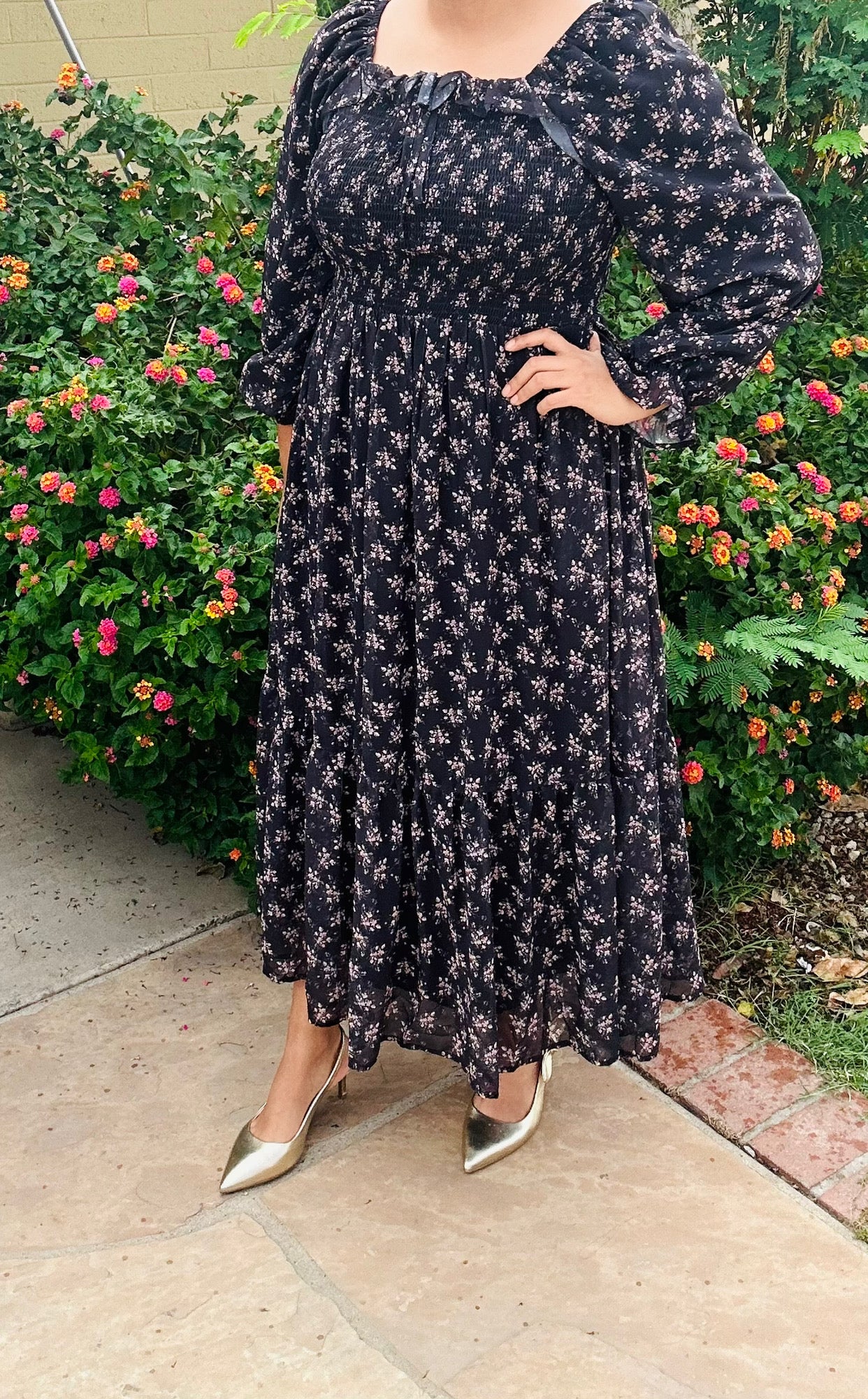 Black floral maxi dress