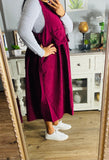 Wine Corduroy Overall Dress