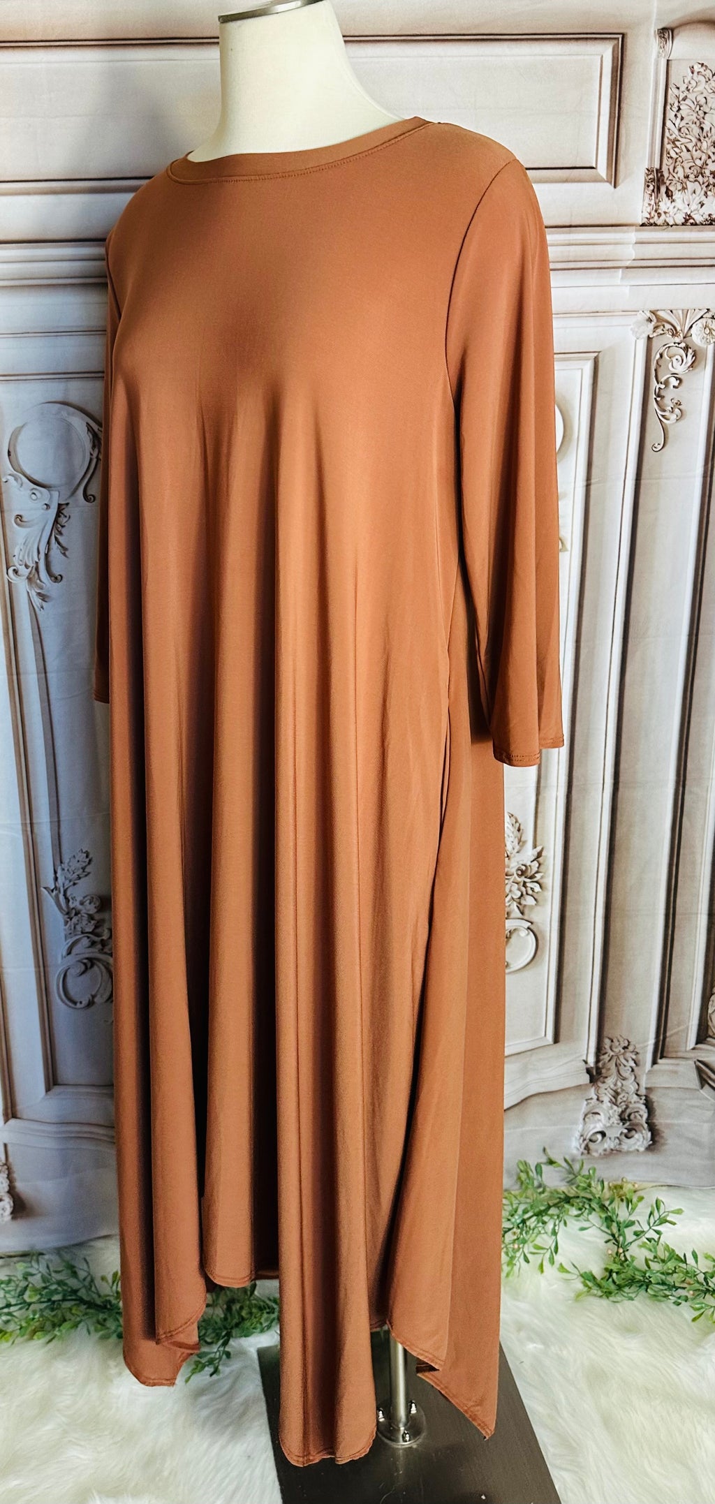 Camel High Low Maxi Dress