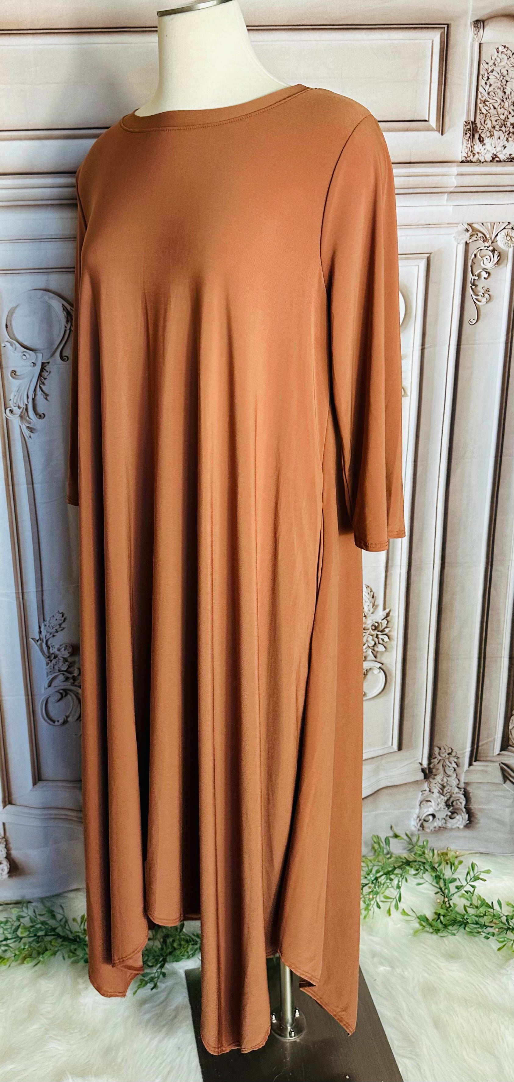 Camel High Low Maxi Dress