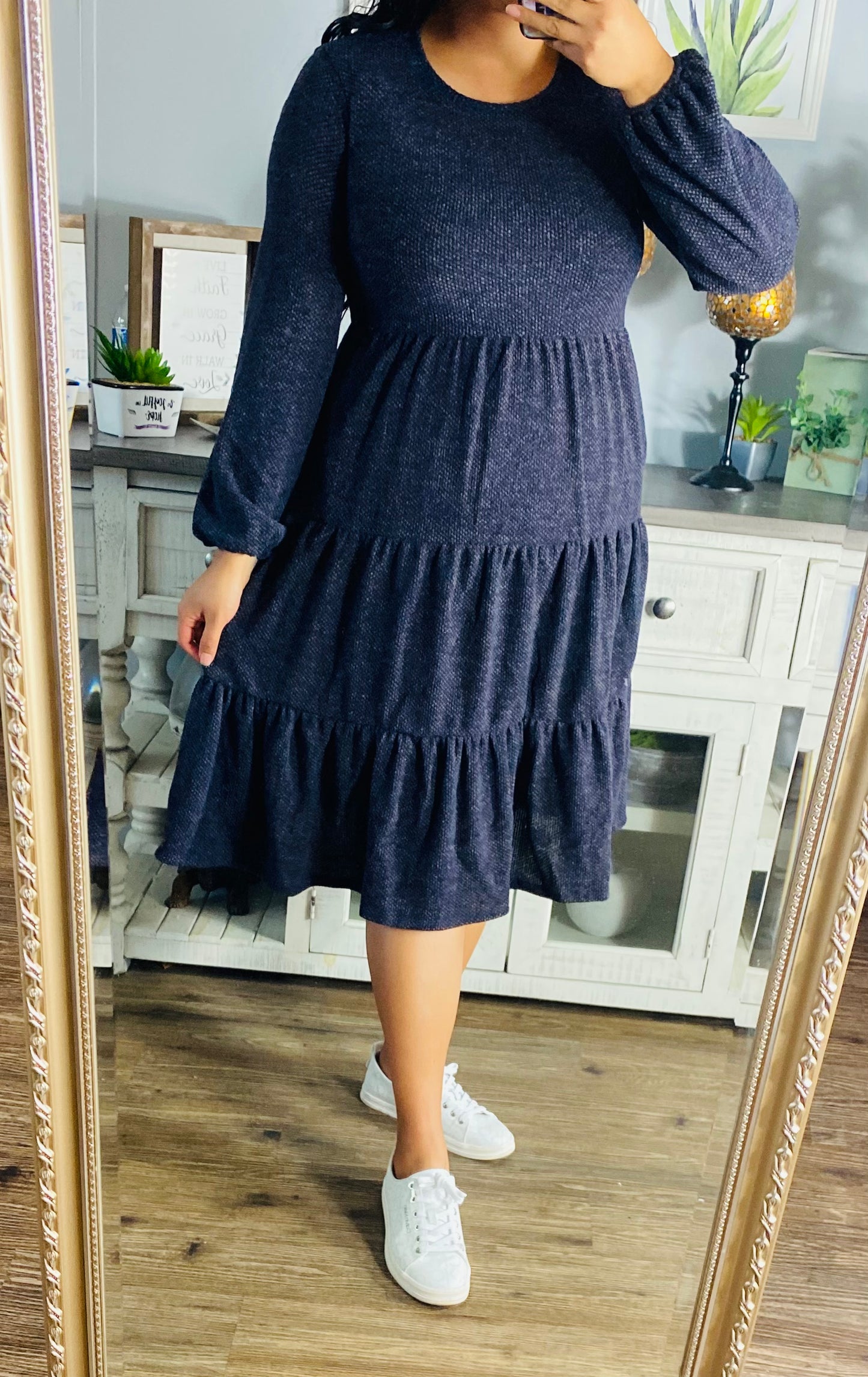 Samantha Charcoal Tiered Dress