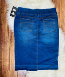 Elastic Midi Denim Skirt