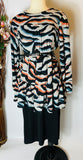 Alison Black - Blue- Peach Animal Print Tunic Top