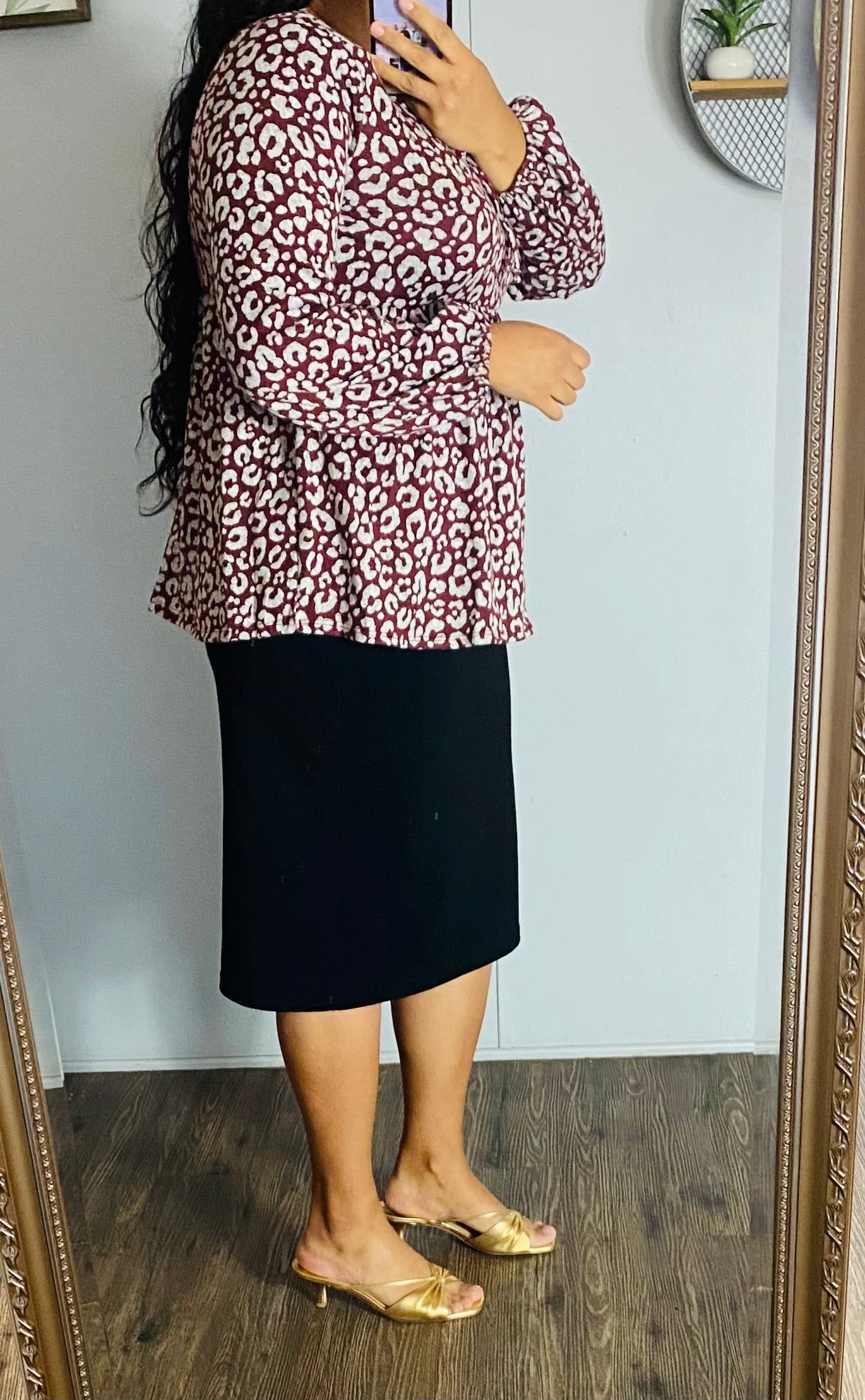 Aisha Dark Mauve Animal Print Top