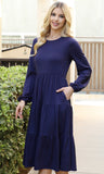 Navy Blue Tiered Dress