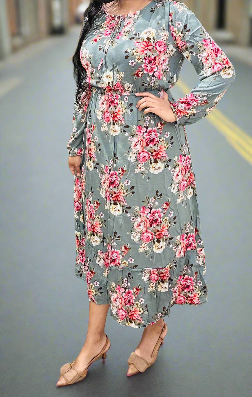 Sage Floral Maxi Dress