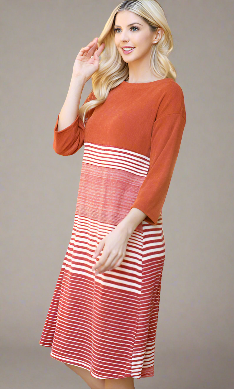 Rust Line Dress