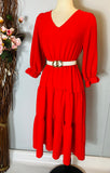 Belinda Red Tiered Dress