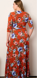 Lori Rust Plus Floral Maxi Dress