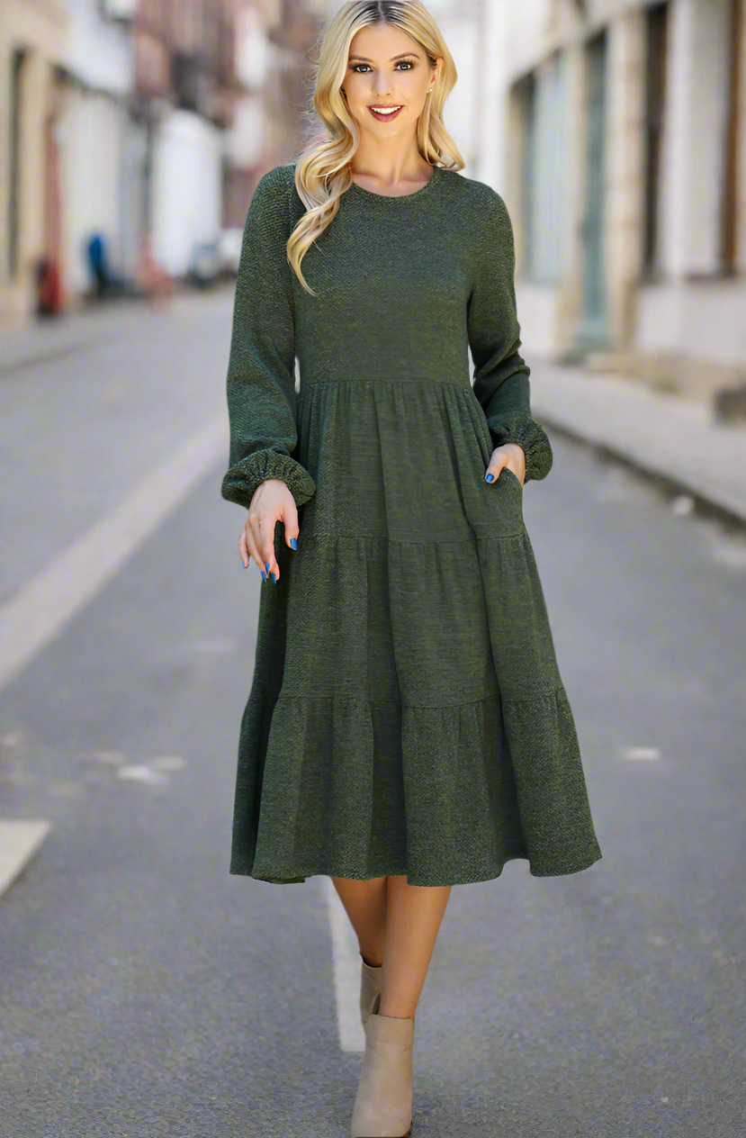 Olive Tiered Dress