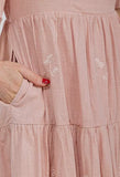 Mauve Embroider Tiered Dress