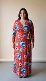 Lori Rust Plus Floral Maxi Dress