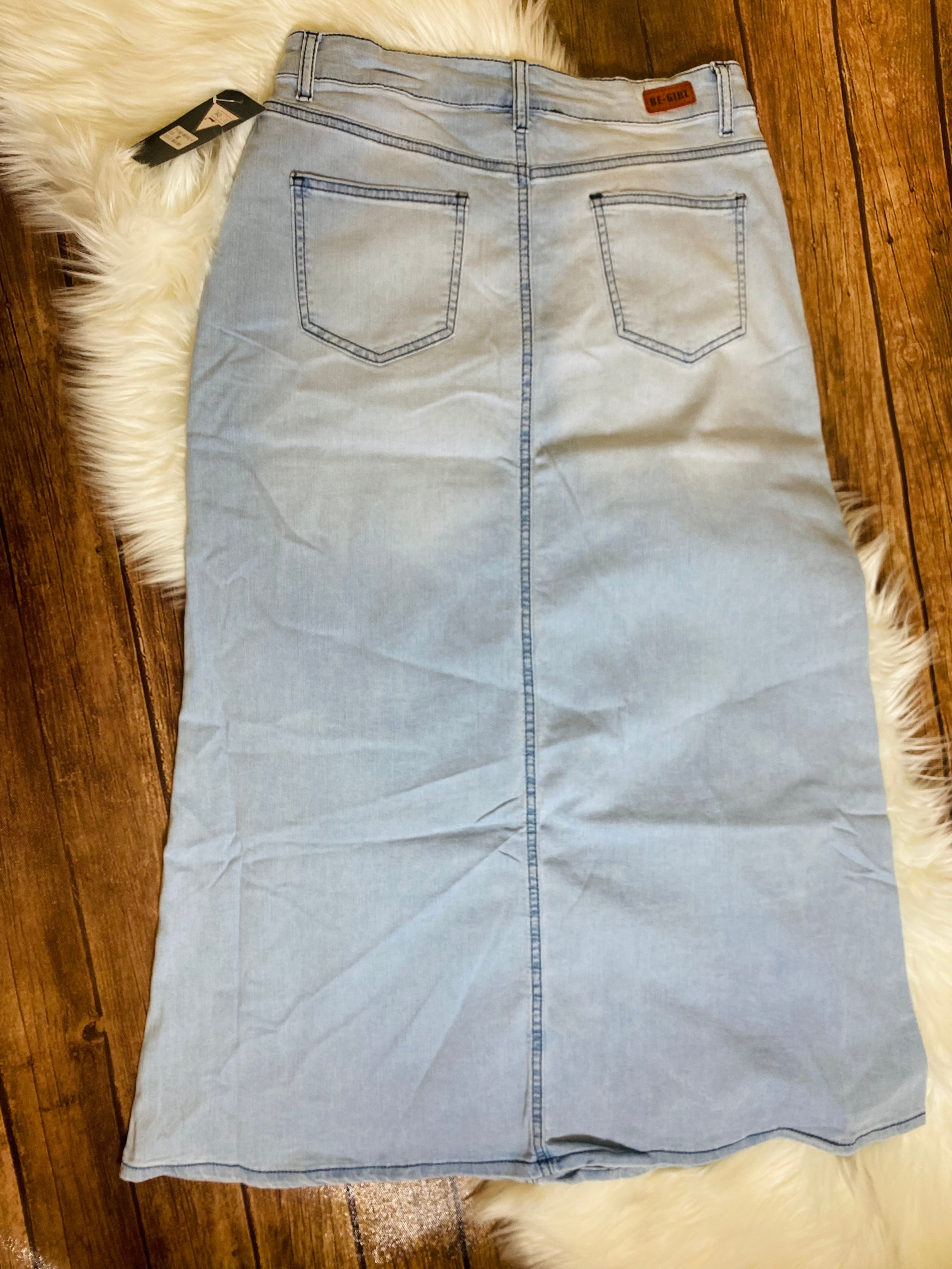 Light Blue Maxi Denim Skirt