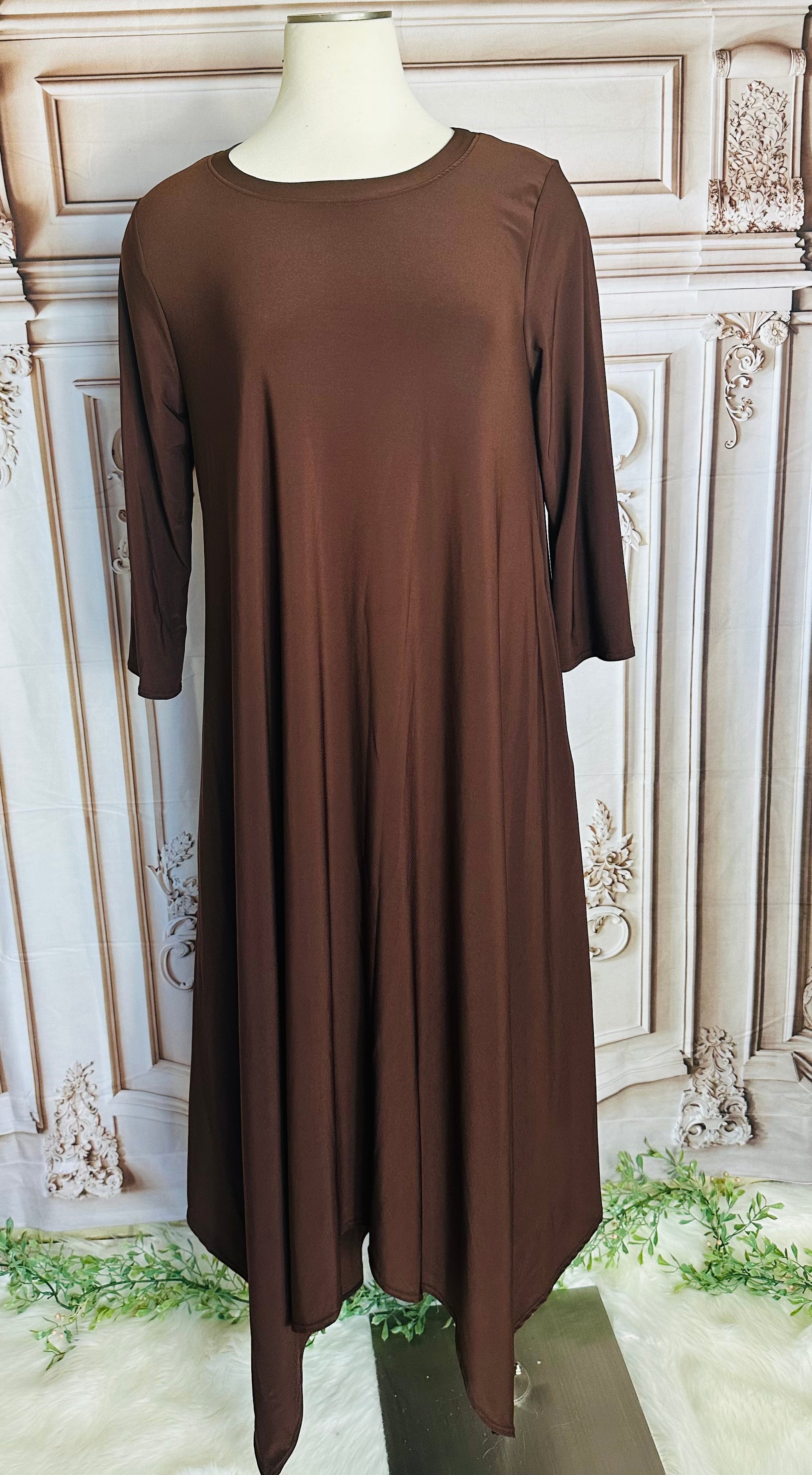 Brown High Low Maxi Dress