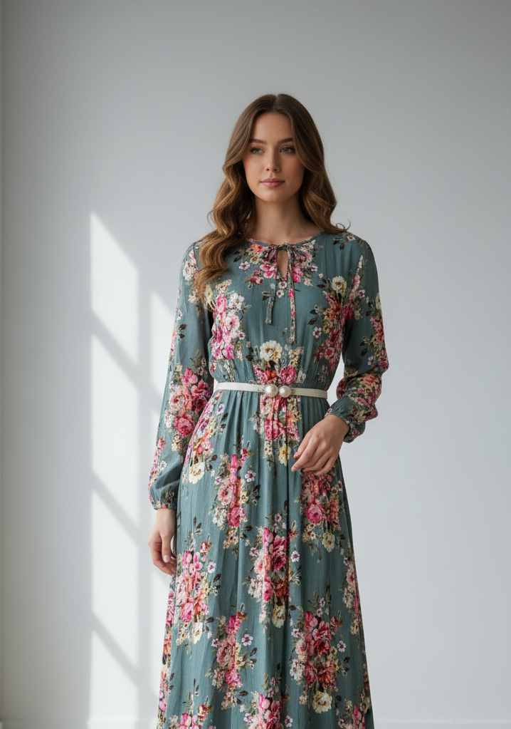 Sage Floral Maxi Dress