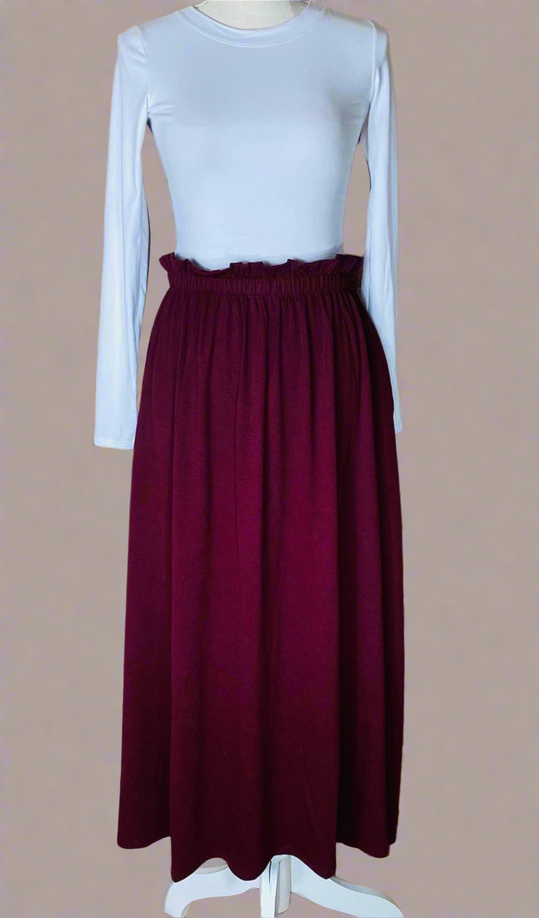 Burgundy PaperBag Plus  Skirt